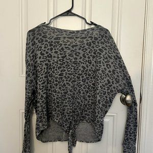 Grey Cheetah Print Long Sleeve Shirt